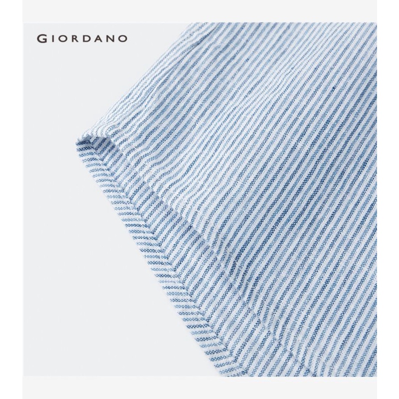 Áo sơ mi GIORDANO 01043480 ngắn tay vải cotton có túi thời trang cho nam