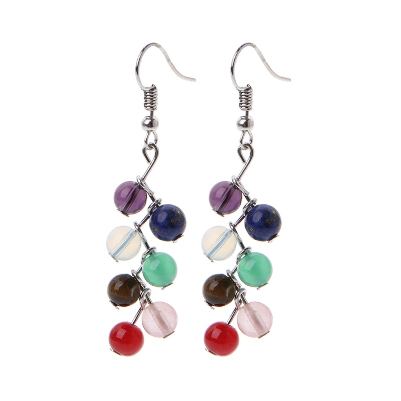 Khuyên Tai Xỏ Hạt Hợp Kim Màu Cầu Vồng Phong Cách Tối Giản Cổ Điển Cho Nữ