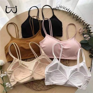 Áo bra gân tăm cotton hở lưng đan chéo đàn hồi thời trang nữ thể thao