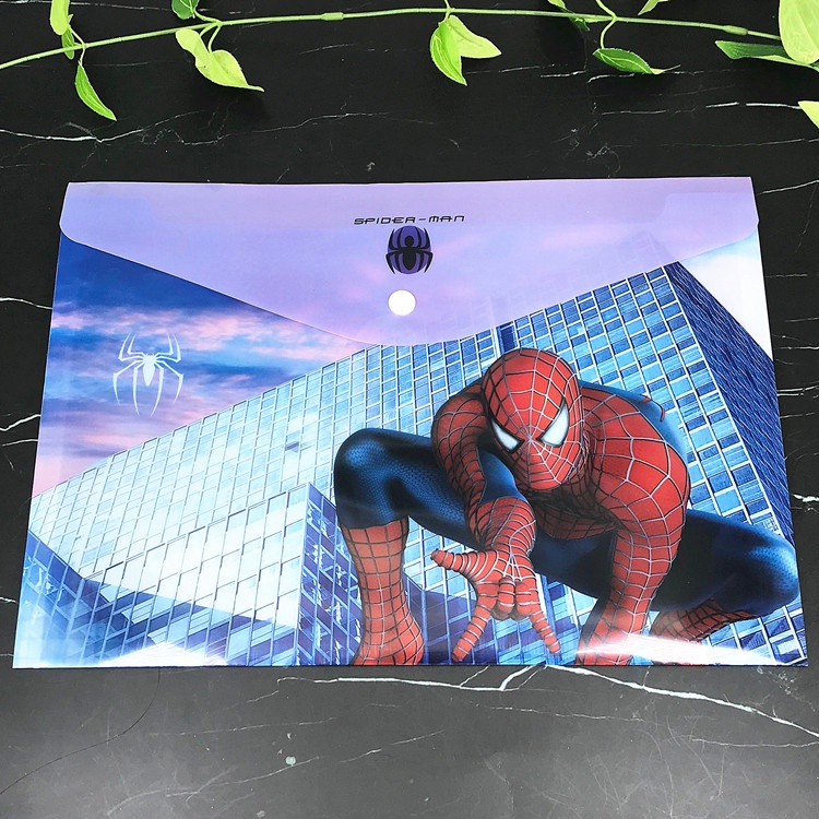 ✍Túi Đựng Tài Liệu a4 2023 FT6J Họa Tiết Hoạt Hình Spiderman Có Khóa Cài Sáng Tạo Cho Bé