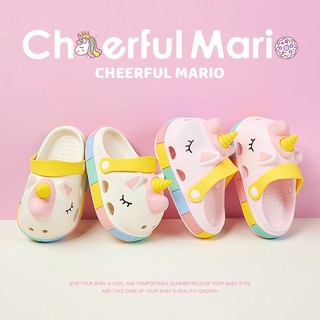 Cheerful Mario Dép Cross Đế Mềm Chống Trượt In Hình Kỳ Lân Mario Dễ Thương Thời Trang Mùa Hè Cho Bé Gái