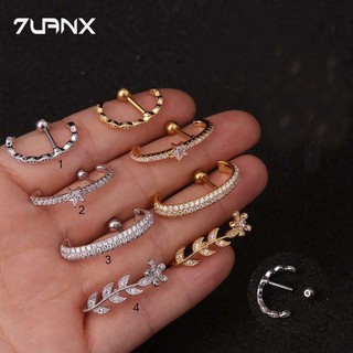 7uanX 1 Khuyên Tai Đinh Ốc 16Gauge Bằng Thép Không Gỉ Đính Đá Zircon