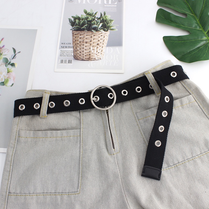 Dây thắt lưng vải dù đục lỗ khóa kim loại, dây nịt vải kiểu dáng thời trang unisex
