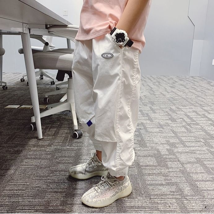 Quần Dài Thể Thao Vải Cotton Dáng Rộng Thiết Kế Cá Tính Cho Bé Trai