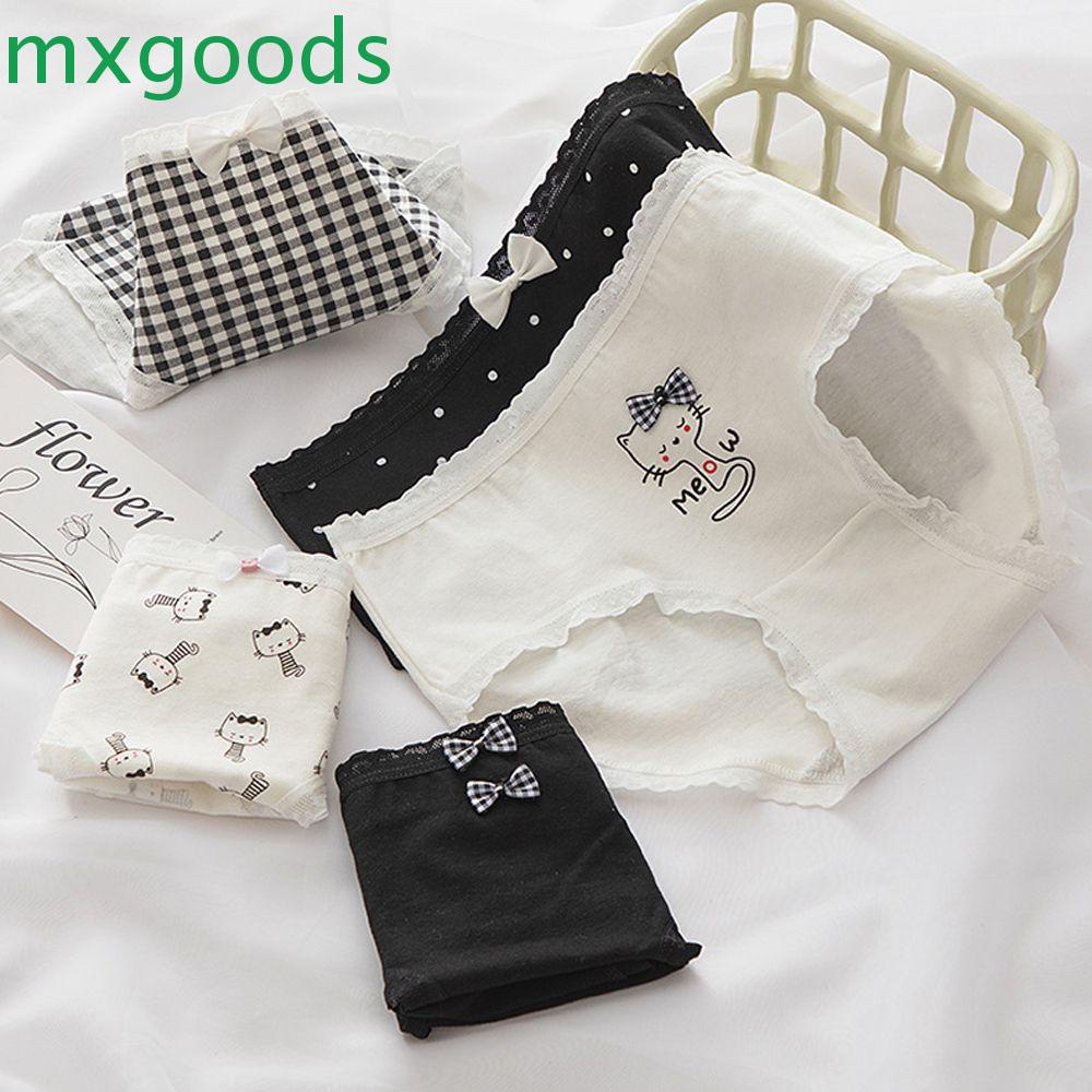 Quần lót cotton phối ren thoáng khí họa tiết sọc caro đính nơ phong cách Hàn Quốc quyến rũ cho nữ