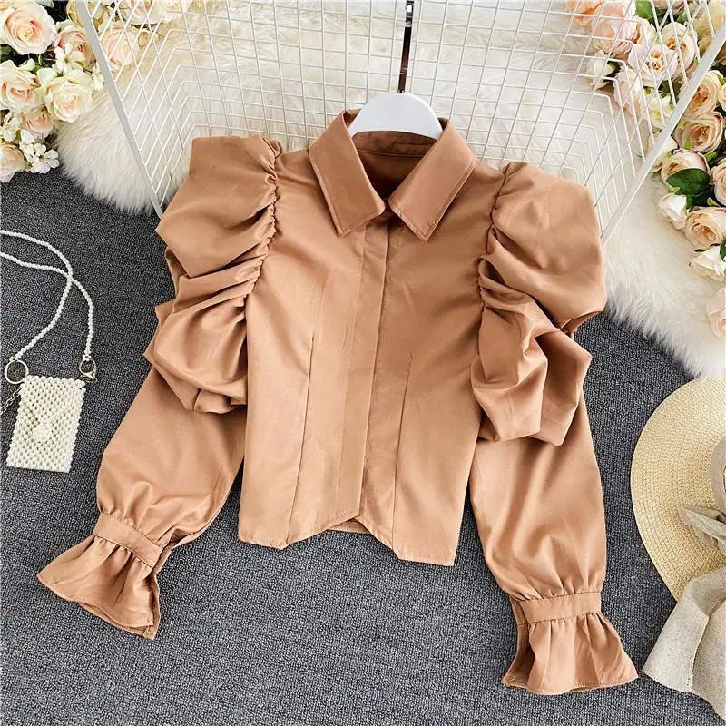 Áo Kiểu Tay Phồng Ngắn Phong Cách Cổ Điển Thanh Lịch Thời Trang Xuân Thu Mới Dành Cho Bạn Nữ