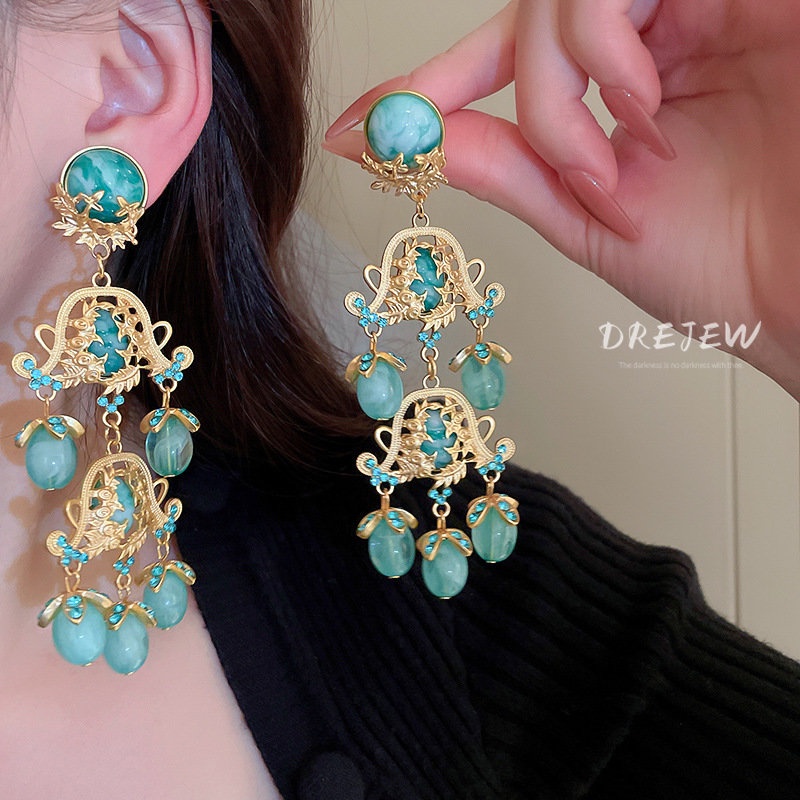 Khuyên tai DREJEW kiểu cành hoa phong cách Âu Mỹ cổ điển cho nữ