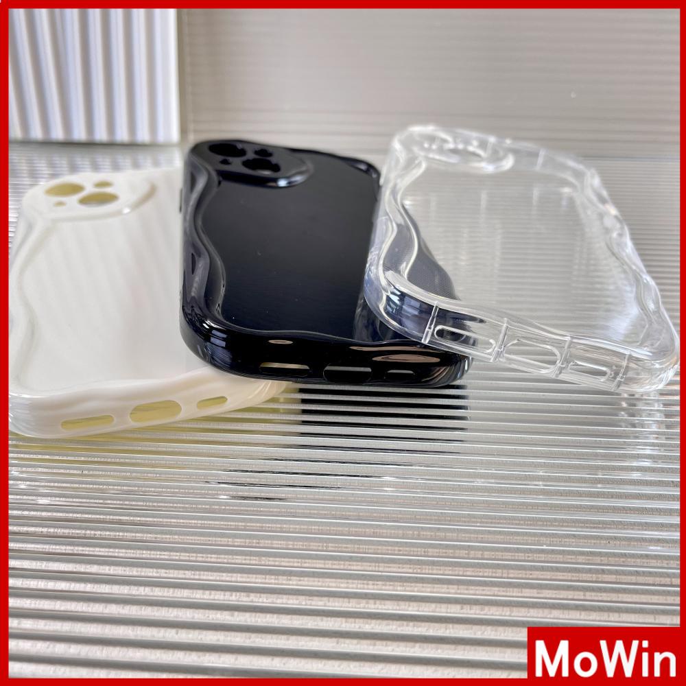 Ốp điện thoại viền gợn cong màu trắng/ đen/ trong thích hợp cho iPhone 13 Pro max 12 Pro Max 11 xr 7Plus 14 Pro Max