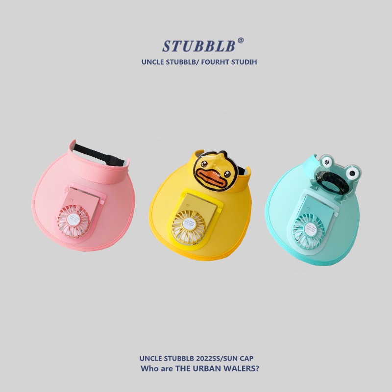 Mũ Rộng Vành Chống Nắng Họa Tiết Hoạt Hình Đáng Yêu Có Quạt Sạc USB Tiện Lợi Dễ Sử Dụng Cho