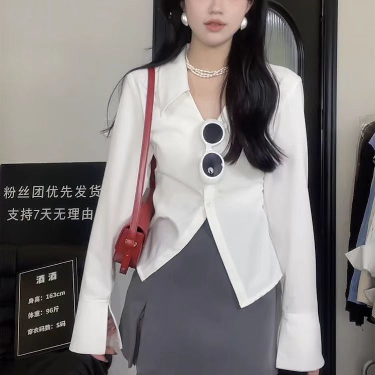 COZOKC Áo Sơ Mi Dài Tay Cổ Chữ V Thời Trang Dành Cho Nữ