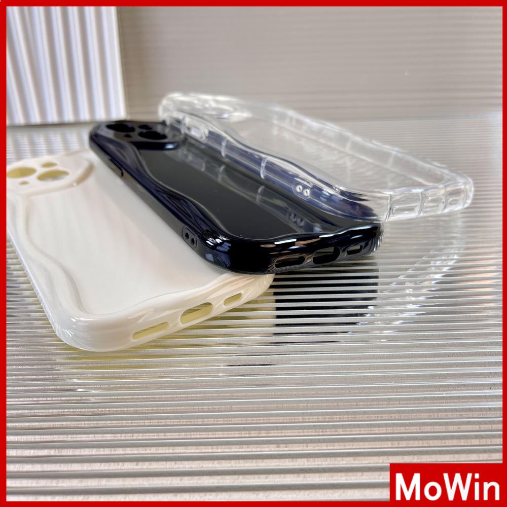Ốp điện thoại viền gợn cong màu trắng/ đen/ trong thích hợp cho iPhone 13 Pro max 12 Pro Max 11 xr 7Plus 14 Pro Max