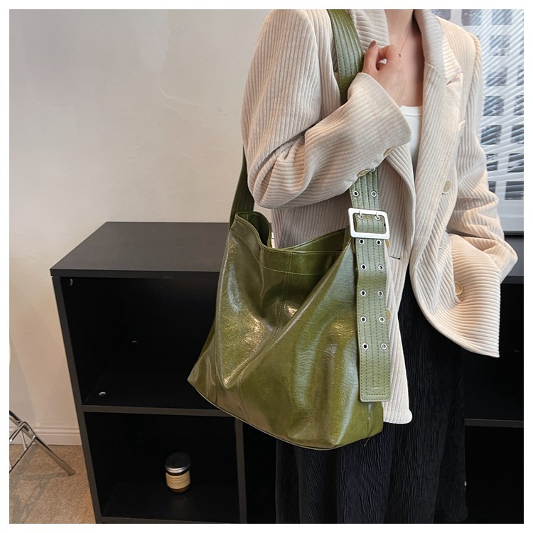 Túi Xách Đeo Vai / Kẹp Nách Chất Liệu Da Sáp Dầu Phong Cách Thời Trang Retro 2023