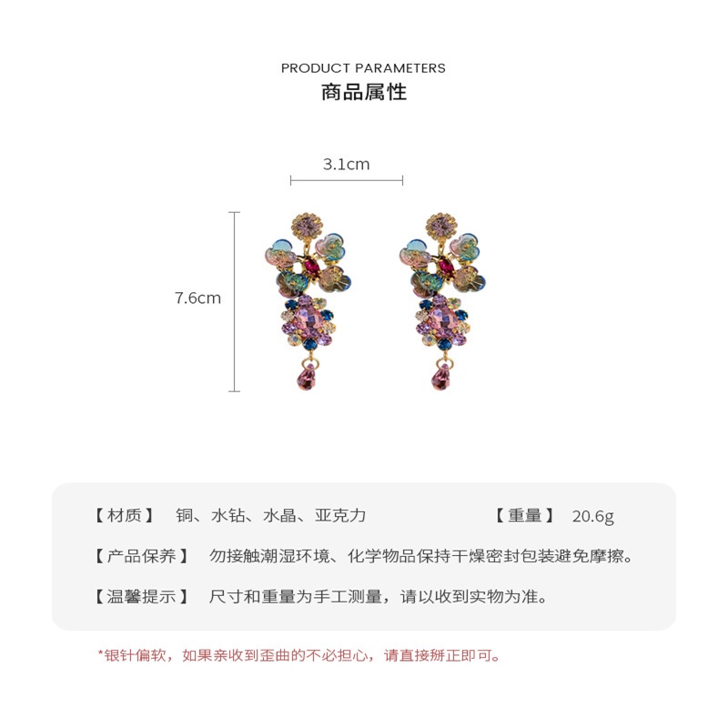 Khuyên Tai Hình Hoa Đính Đá Phong Cách retro Dành Cho Nữ