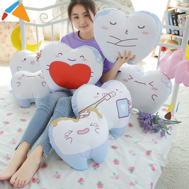 Gối Bông Mềm Hình Chiếc Răng Mặt Cười Dễ Thương Có Thể Giặt Rửa Cho Trẻ Em