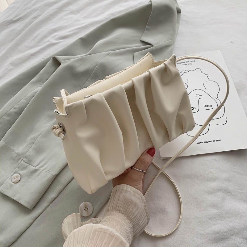 Túi Đeo Vai Nhỏ Xếp Ly Phối Dây Xích Thời Trang Xu Hướng Mới Cho Nữ Dễ Phối Đồ