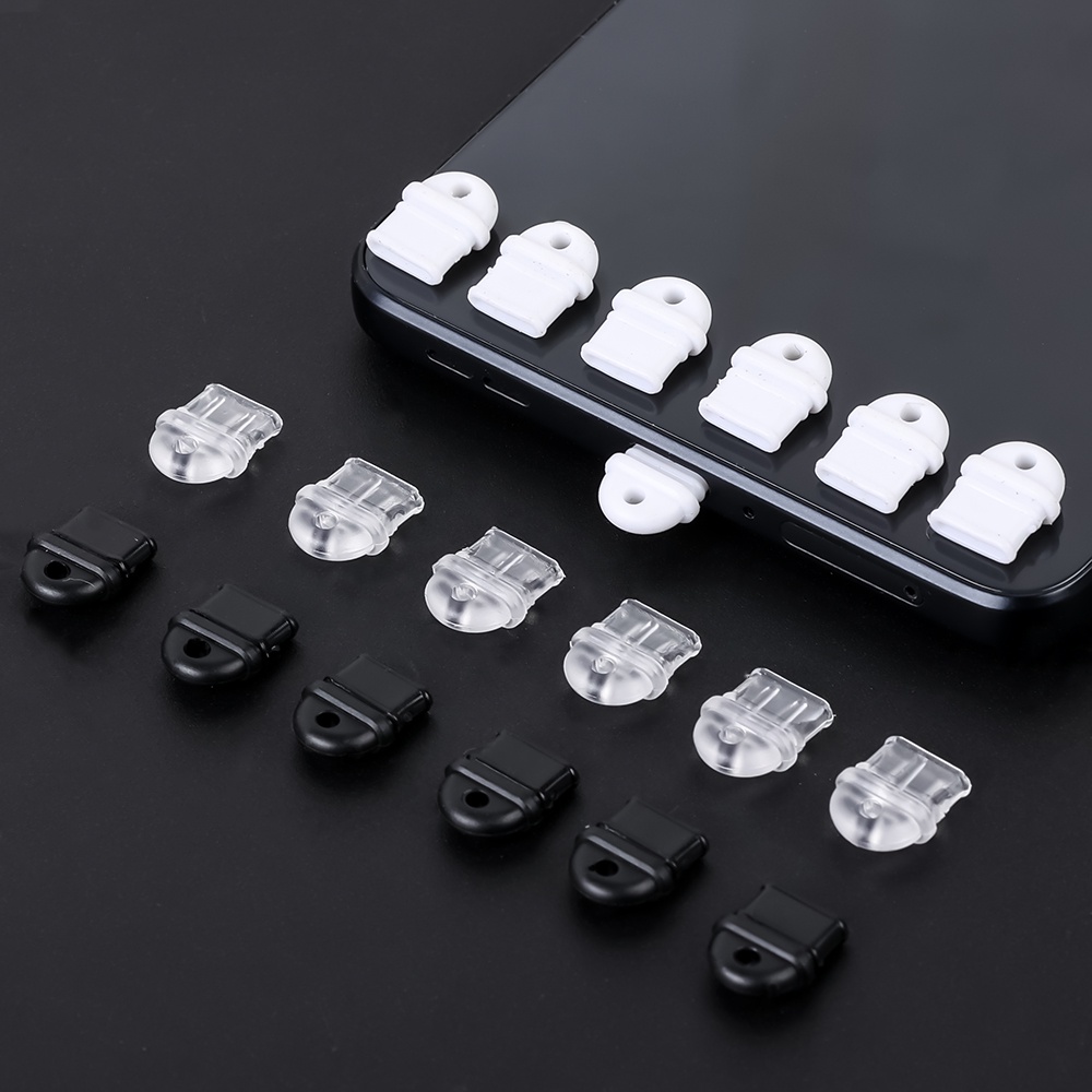 1 / 10 Miếng Dán Hai Mặt Bằng PVC Mềm Trong Suốt Chống Bụi Chống Mất Có Lỗ Type-C DIY