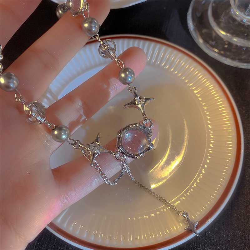 Dây Chuyền Tua Rua Đính Đá Mặt Trăng / Ngôi Sao Phong Cách Hip hop