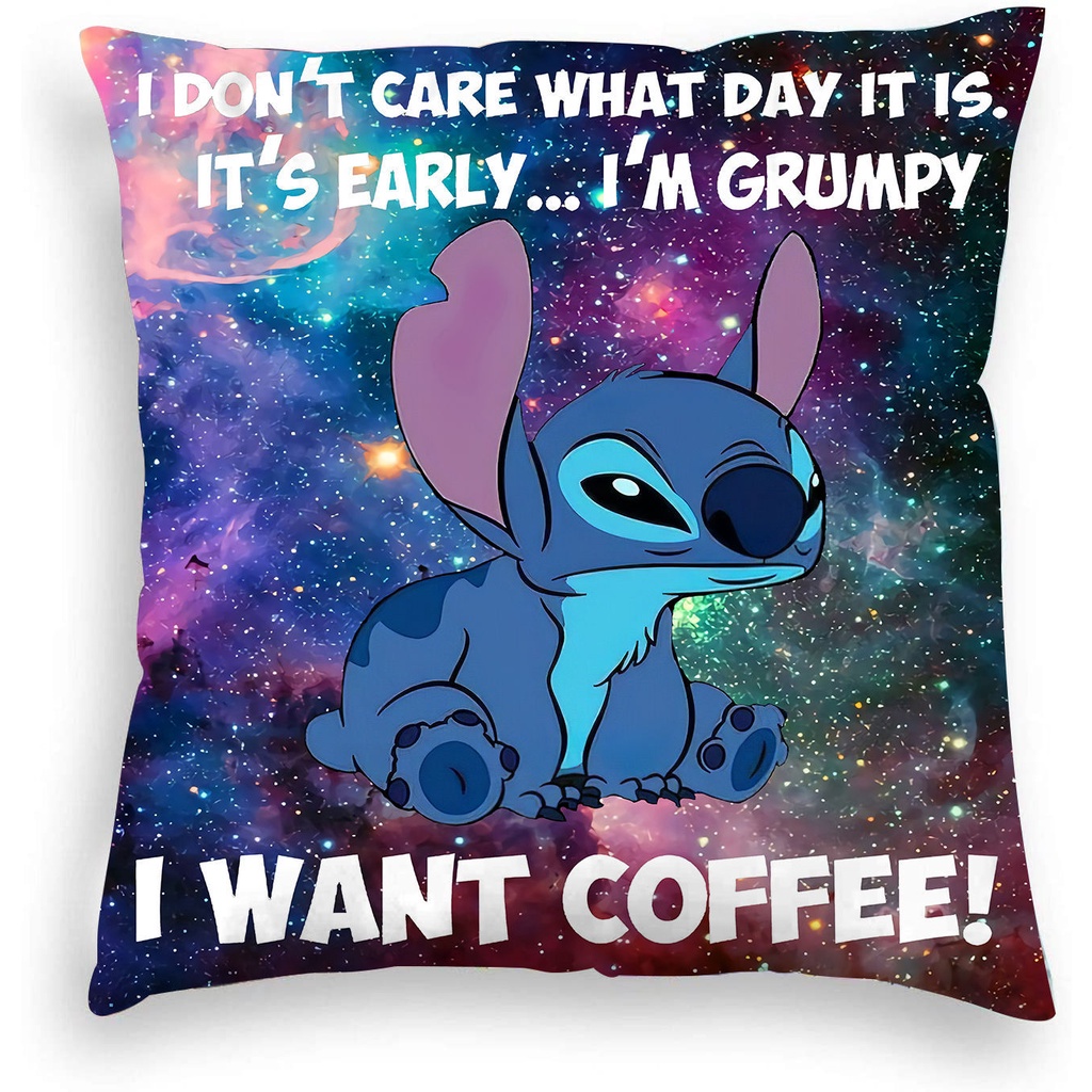 Vỏ Gối 45 * 45cm 45 * 45cm In Họa Tiết Hoạt Hình Stitch Đáng Yêu Trang Trí Nội Thất