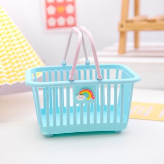 Giỏ Mini Đựng VPP, Mỹ Phẩm, Phụ Kiện, Đồ Dùng Có Tay Cầm Màu Sắc Basic