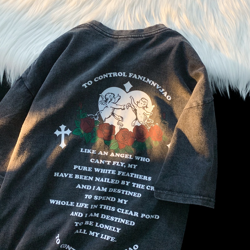 NRVP Áo Thun 100% Cotton Tay Ngắn Dáng Rộng In Họa Tiết Độc Đáo Phong Cách Hàn Quốc Thời Trang Cho Nam Và Nữ