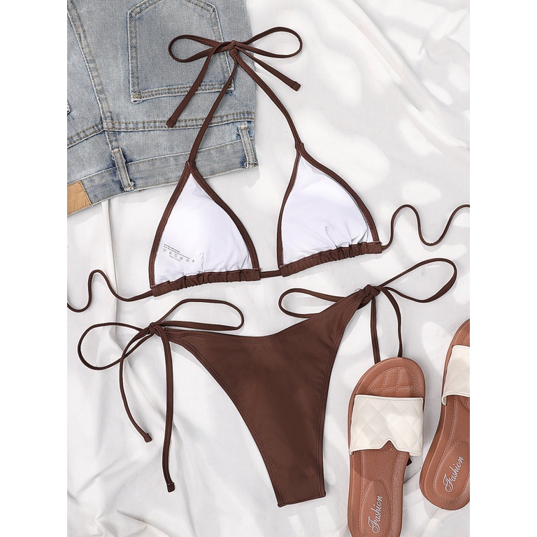 Bộ Đồ Bơi Bikini Có Đệm Ngực Màu Kẹo Phong Cách Cơ Bản Dành Cho Bạn Nữ PX244