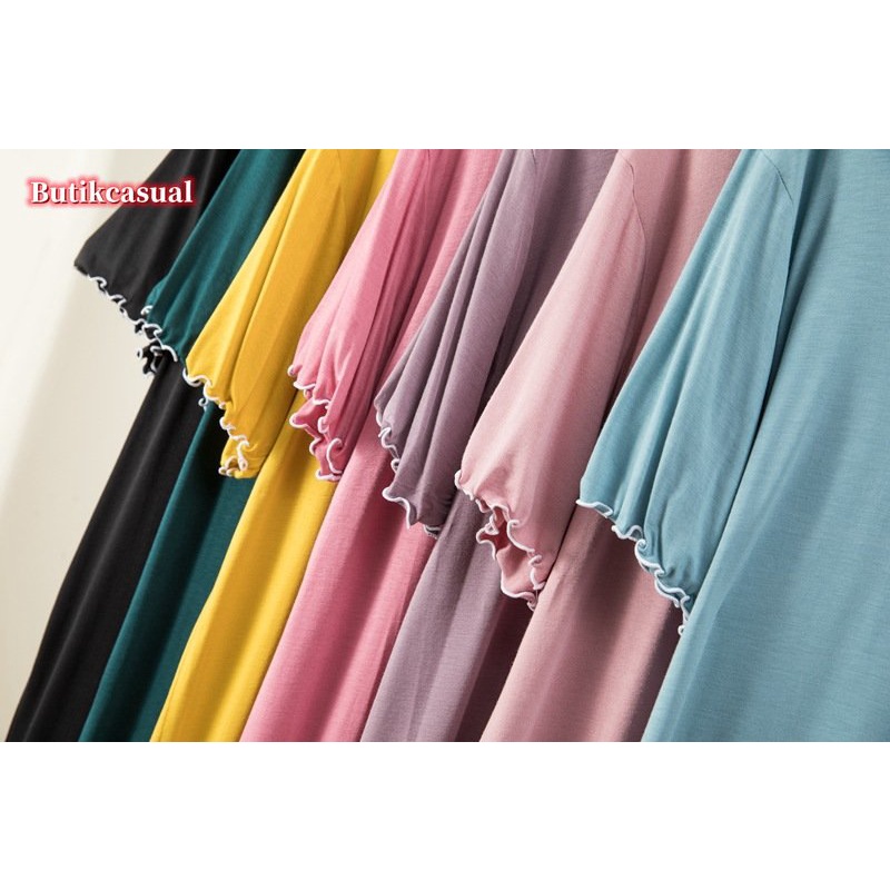 Đầm midi Cotton Tay Ngắn Cổ Chữ V Dáng Rộng Màu Trơn Thời Trang Mùa Hè Cho Nữ