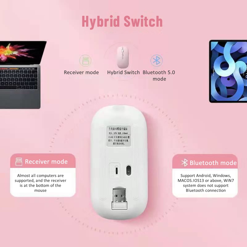Chuột Bluetooth Không Dây Cho Ipad 2.4G Usb Android Máy Tính Xách Tay Pc Cloud1