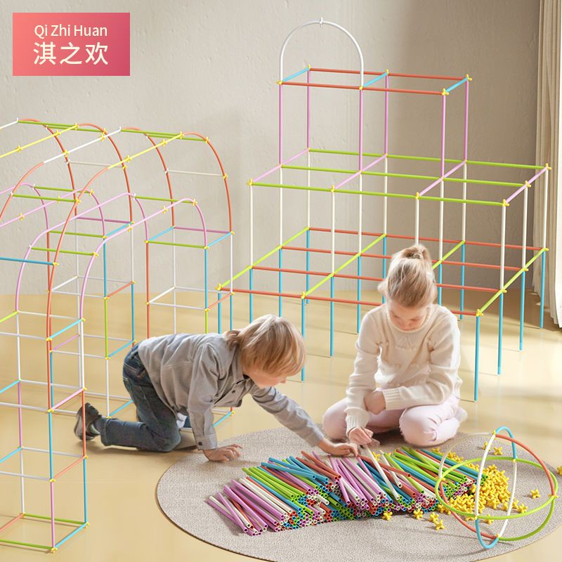 Bộ Đồ Chơi Lắp Ráp Ống Hút 4D Thông Minh Giáo Dục Sớm Cho Bé
