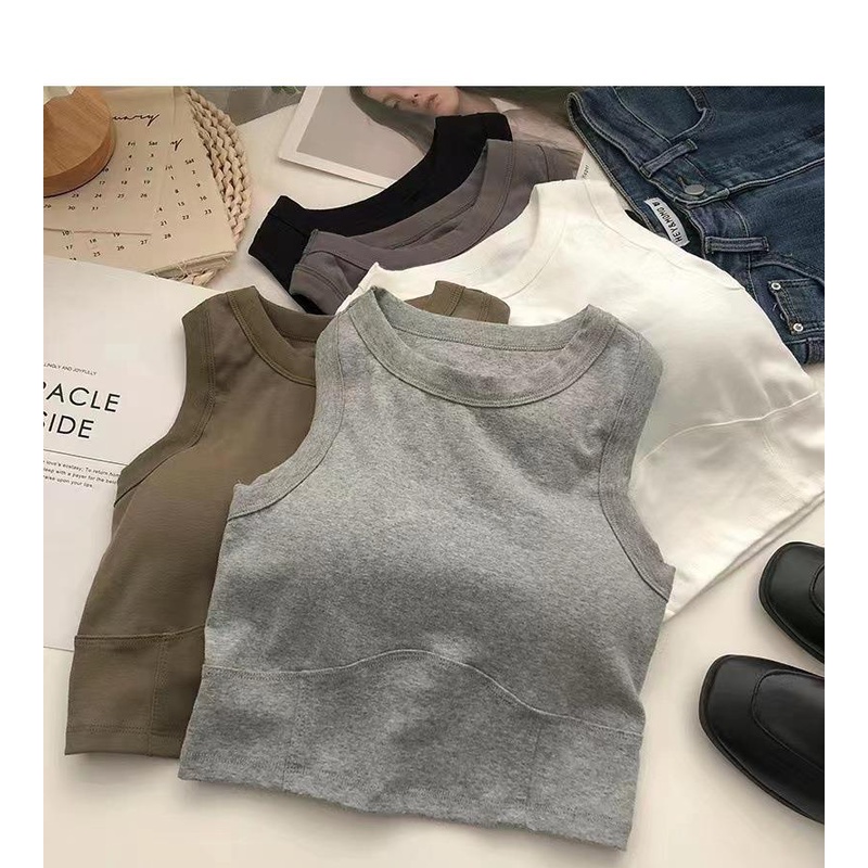 Áo Croptop Sát Nách Có Mút Đệm Ngực Phong Cách Thể Thao Hàng Mới Dành Cho Bạn Nữ