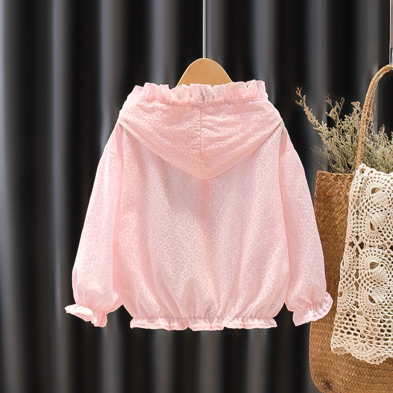 Áo Khoác Chống Nắng Tay Dài Phối Ren Dễ Thương Thoáng Khí Chống Tia UV Thời Trang Mùa Hè Cho Bé Gái
