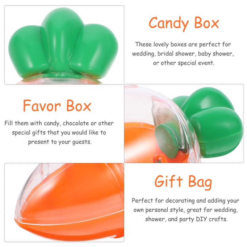 Set 10 Hộp Đựng Kẹo Bằng Nhựa Trong Suốt Hình Củ Cà Rốt Phục Sinh SJHY0308 YR