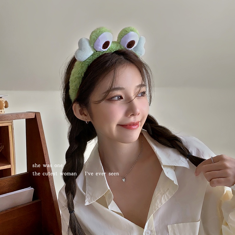 Băng Đô Cài Tóc Áp Suất Cao Rửa Mặt Hình Chú Ếch Vui Nhộn Dễ Thương Cho Nữ