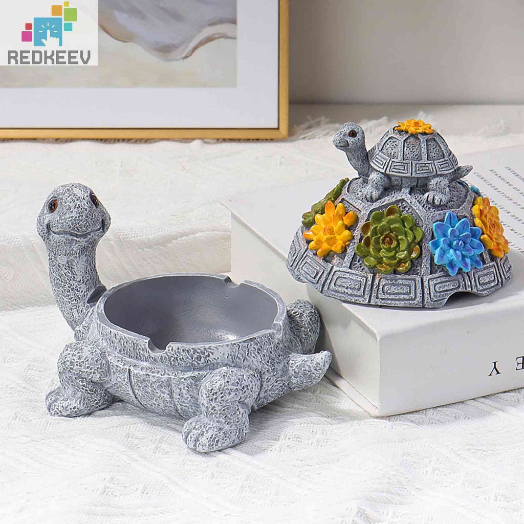 Resin Turtle Ashtray with Lid Handmade Ash Tray Ornaments Crafts Home Decoration