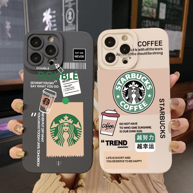 Ốp Điện Thoại Viền Vuông In Hình Starbucks Cho IPhone 14 Plus 13 Pro Max 12 IPhone 11 X XR 8 7 SE 2022