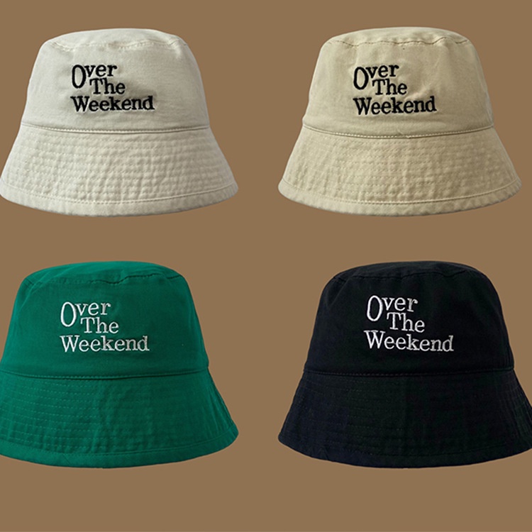 Mũ Bucket Chất Liệu Cotton Thêu Chữ Phong Cách Retro Hàn Quốc Cho Nữ