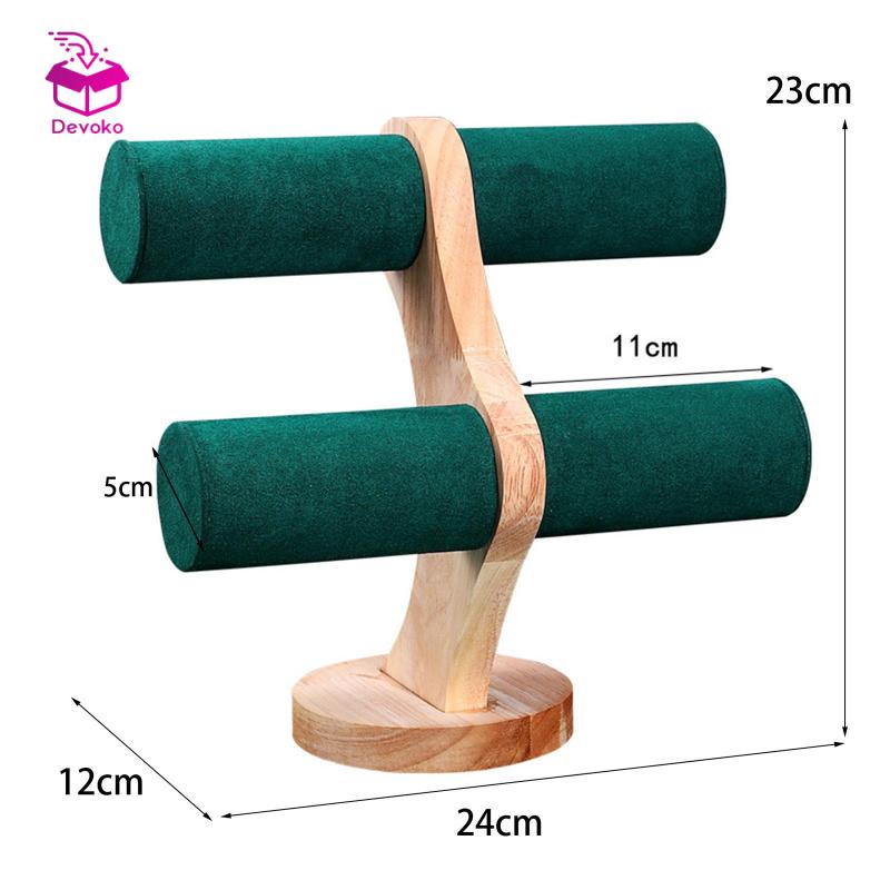 Giá trưng bày trang sức Devoko thanh chữ T 2 tầng bằng nhung có đế