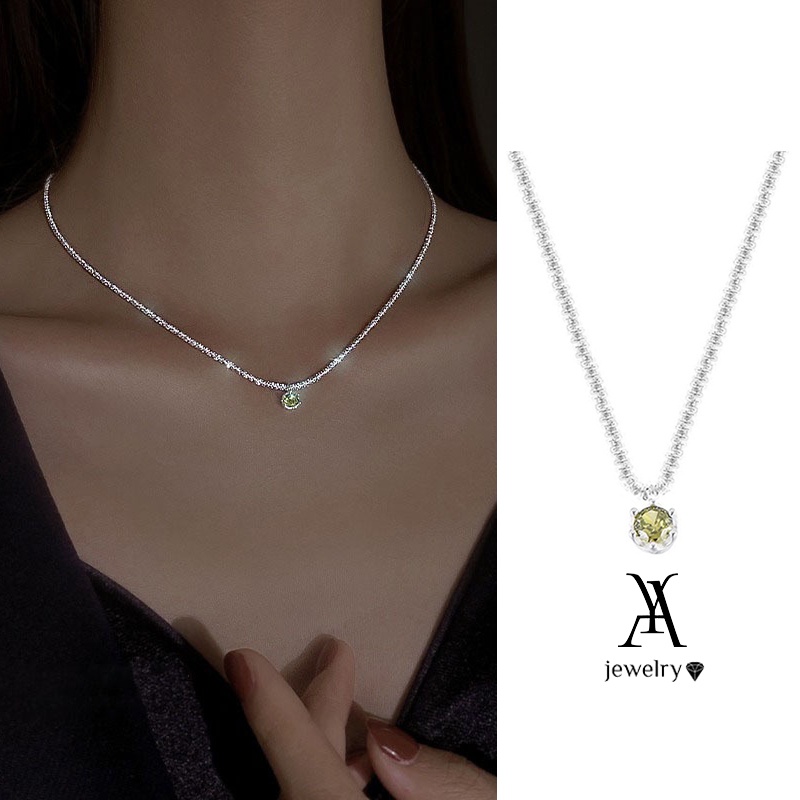 Ay (CN) Vòng cổ Mặt Đá Zircon Lấp Lánh Tinh Tế Với Mặt Dây Có Thể Điều Chỉnh Vòng cổ Đồng Nhỏ Làm Quà Tặng Sinh