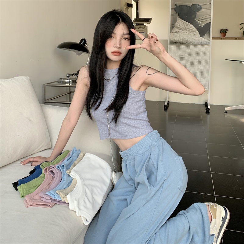 IELGY   Áo Sát Nách Thể Thao Phong Cách Pháp Thời Trang Cho Nữ