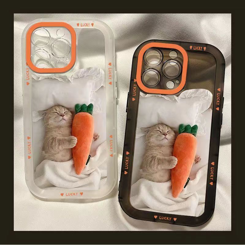 ✅Ốp Điện Thoại Trong Suốt In Hình Củ Cà Rốt Mèo Cho iPhone 14 / 13pro 12promax 7Plus 12 / 13pro