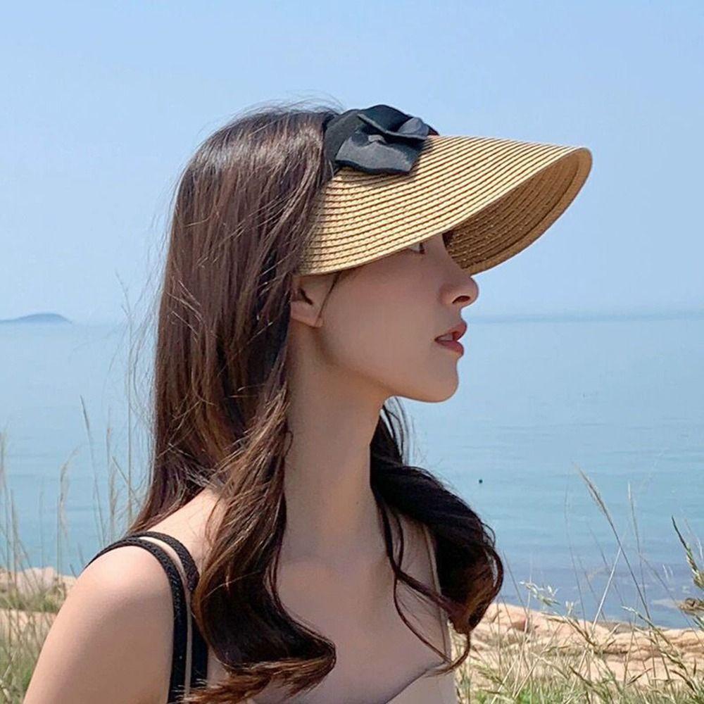 Mũ Cói Rộng Vành Che Nắng Chống Tia Cực Tím In Chữ Phong Cách Thể Thao Thời Trang Đi Biển Mùa Hè Cho Nữ