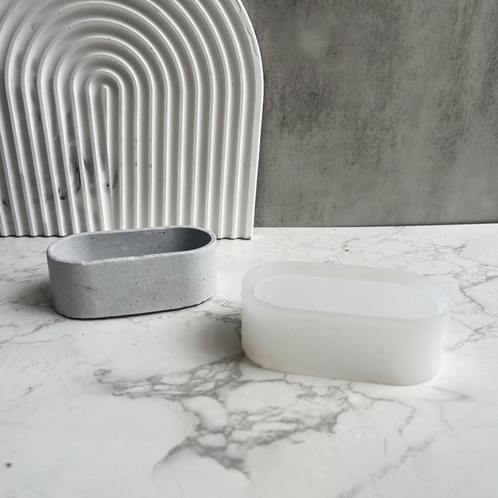 Khuôn Silicone Làm Chậu Hoa / Nến Hình Oval Mini Tiện Dụng Trang Trí Nhà Cửa DIY