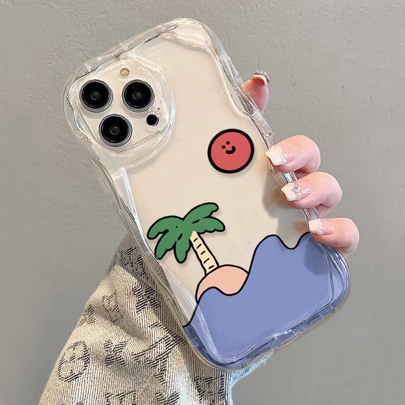 ✅Ốp Điện Thoại Mềm Chống Sốc Họa Tiết Cây Dừa Cho iPhone14 / 13promax 12 / 11 7 / 8p xs / r T5PU