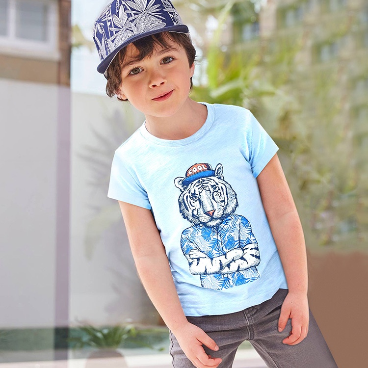 Áo Thun Cotton Dệt Kim Tay Ngắn Phong Cách Mới 2023 Cho Bé Trai