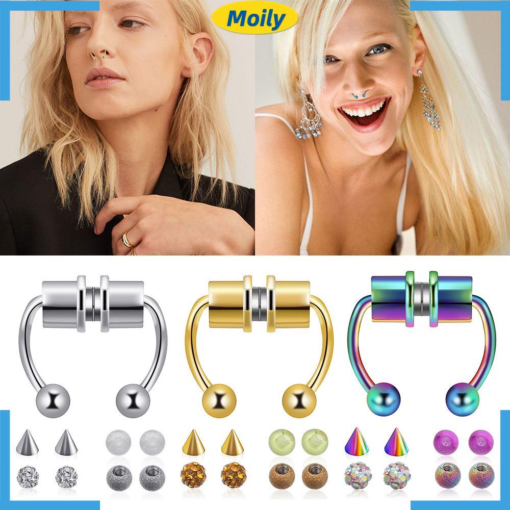 Khuyên mũi giả nam châm 316l bằng thép không gỉ thời trang cho nữ