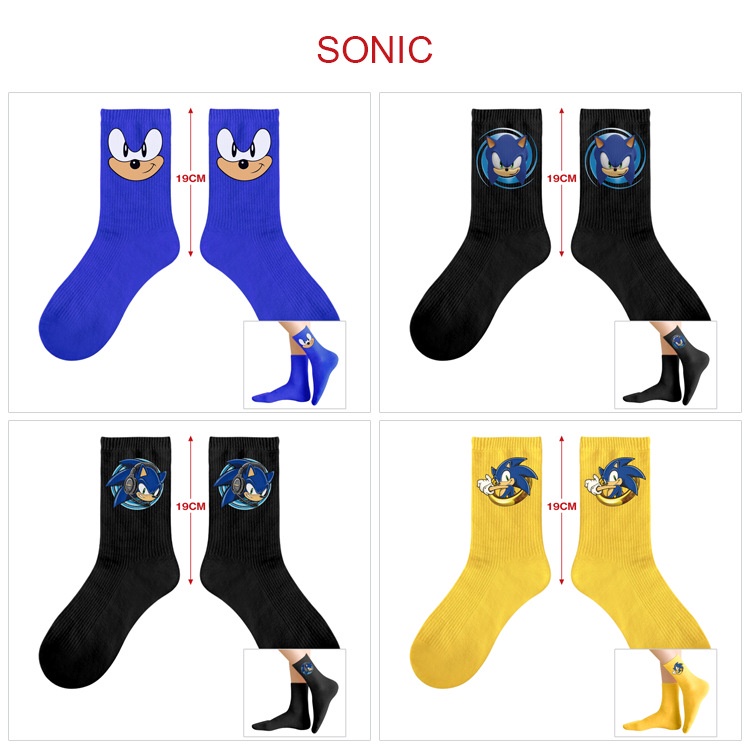 Vớ Cổ Trung Thoáng Khí Thấm Hút Mồ Hôi In Họa Tiết Chuột Sonic Thời Trang Dễ Phối Đồ Cho Sony Sonic