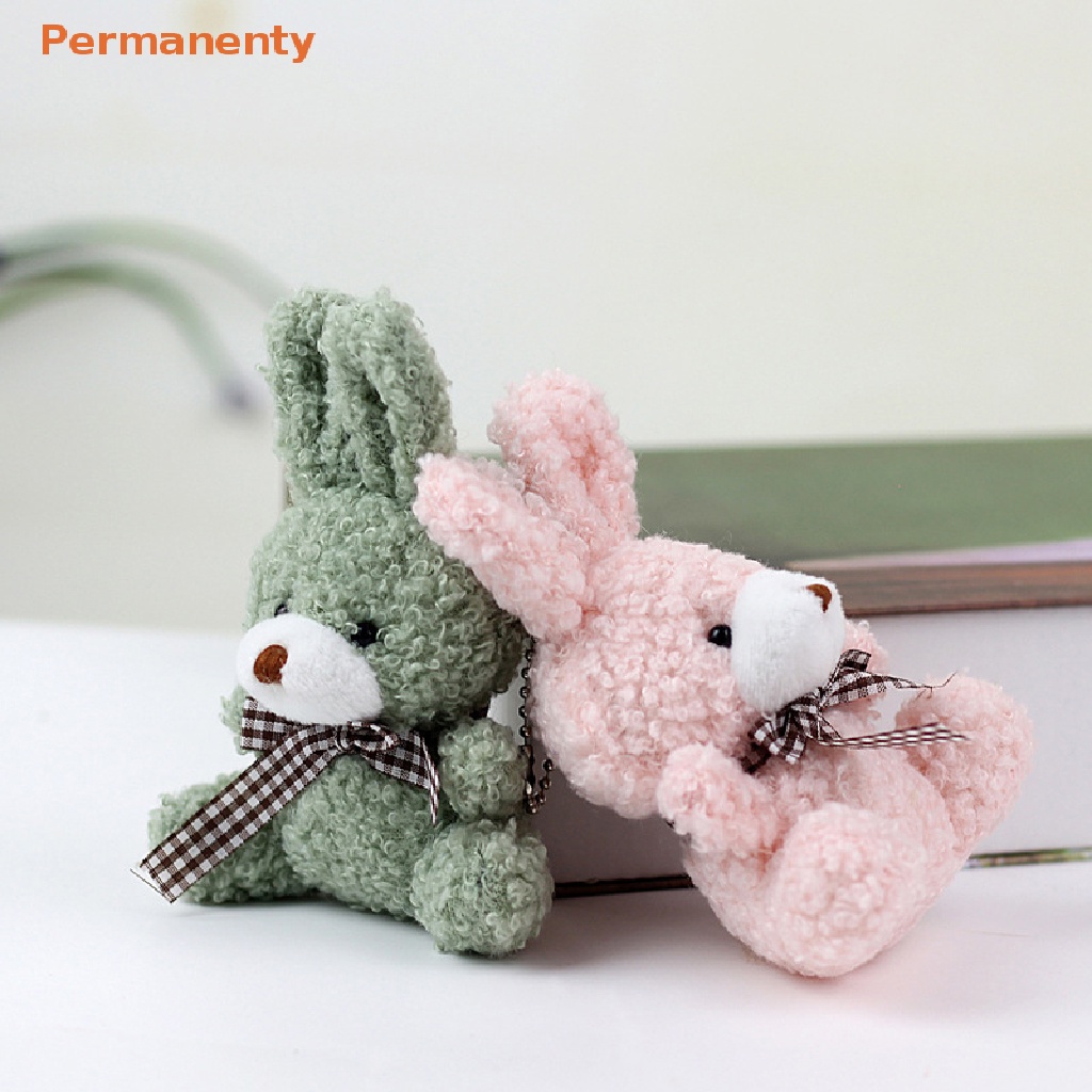 Thỏ Nhồi Bông Mềm Mại 11CM Đeo Nơ Dễ Thương