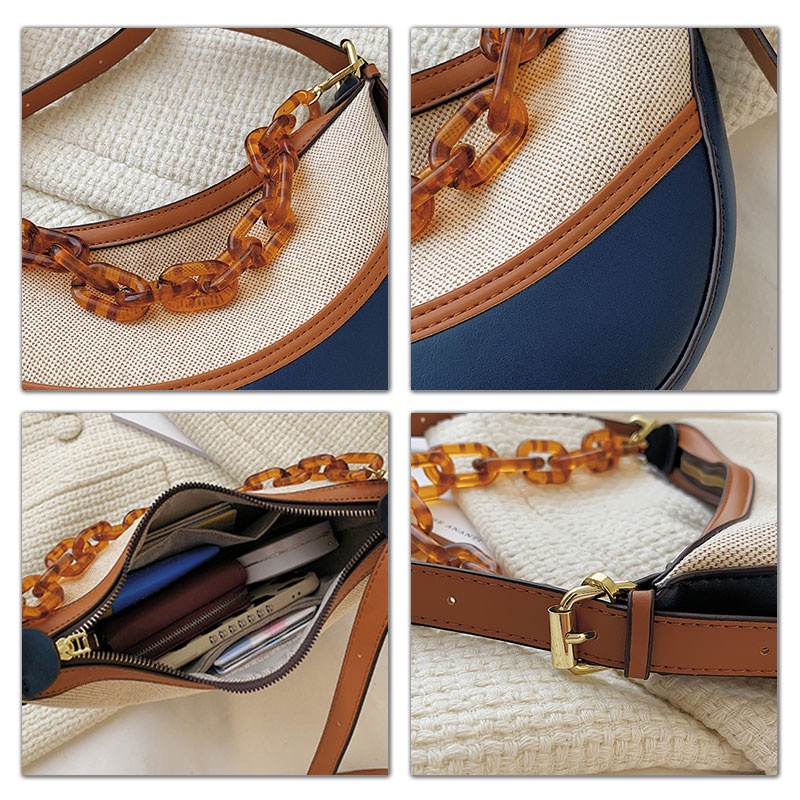 MISCHA Túi Đeo Chéo Dây Xích acrylic Màu Tương Phản Thời Trang Hàn Quốc Cho Nữ