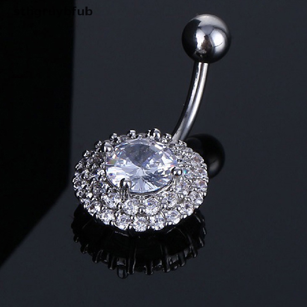Khuyên Rốn Bằng Thép Không Gỉ Hình Hoa Đính Đá Zircon Quyến Rũ