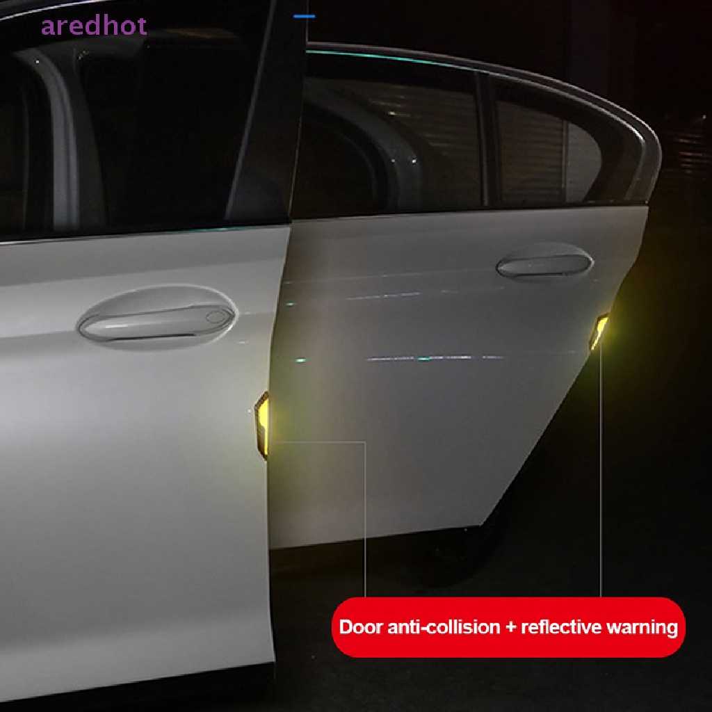 1 Bộ Miếng Dán Phản Quang Bằng Sợi Carbon Chống Va Chạm An Toàn Cho Cửa Xe Hơi Mới