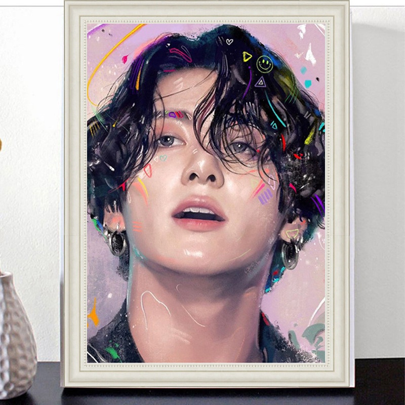 Bộ 2 Tranh Đính Đá Tự Làm 30X40 cm Hình Chân Dung Nhóm Nhạc Bangtan Boys